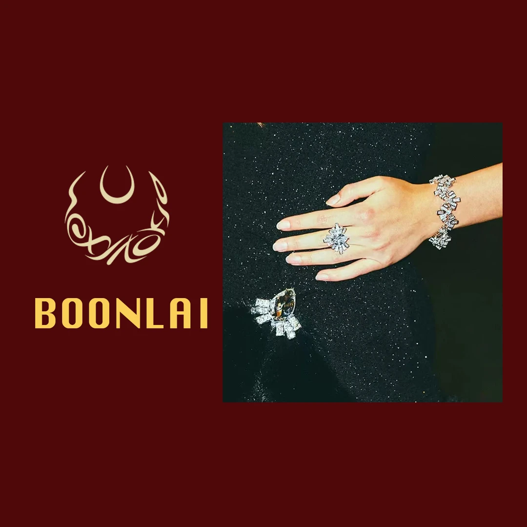 铜合金莫桑石戒指 Boonlai 气质银色满钻锆石戒指062