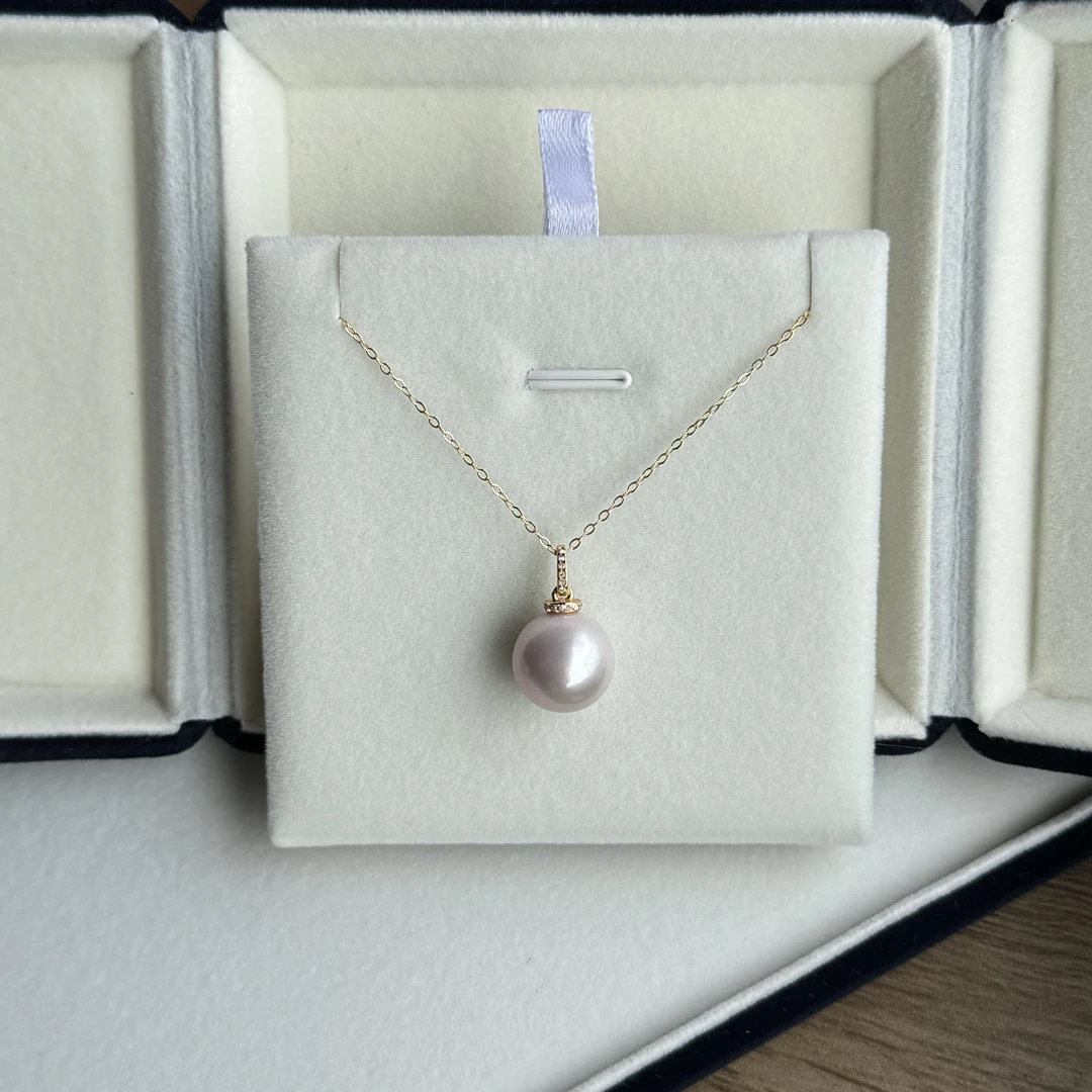 S925银天然淡水珍珠13-14mm简约吊坠气质时尚百搭