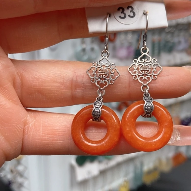 【闪购商品】翡翠耳饰银S925镶嵌优化耳饰