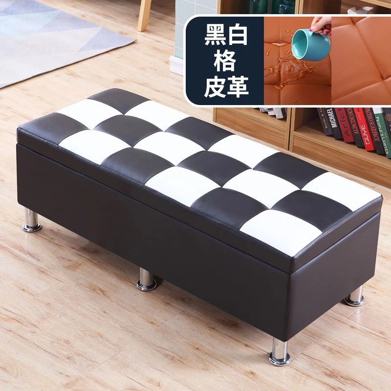 服装店长方形沙发换鞋凳床尾多功能储物收纳凳更衣室试衣间凳子皮