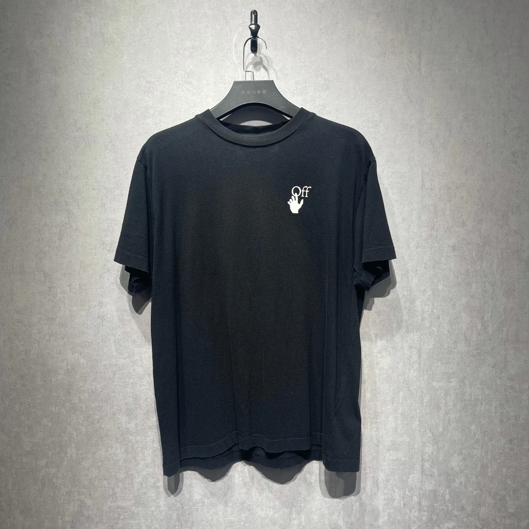 95新 OFF-WHITE ow黑色背后印花logo短袖/xs码/不退不换专拍