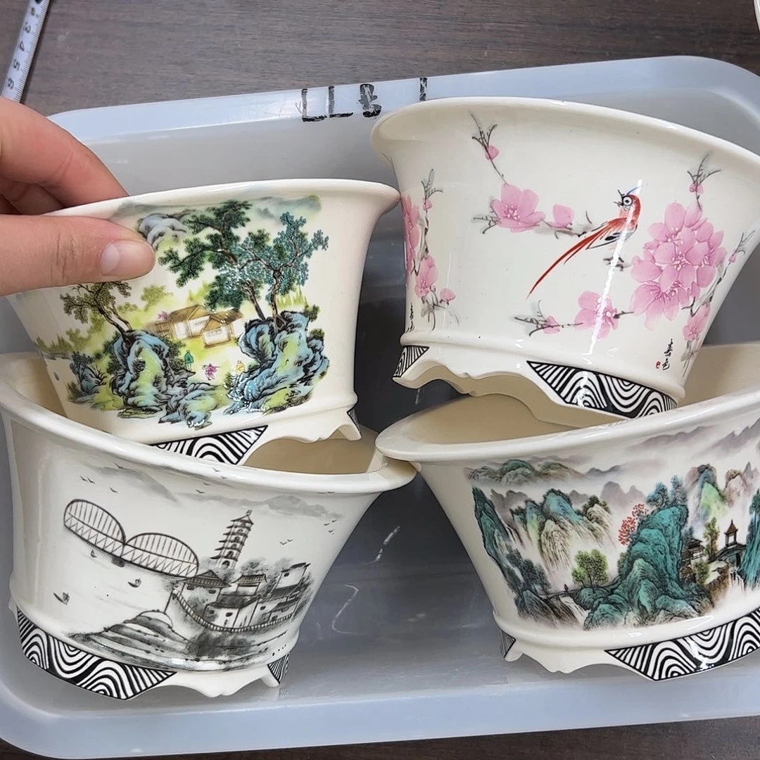 紫砂花盆L号瑕疵4个15/8cm