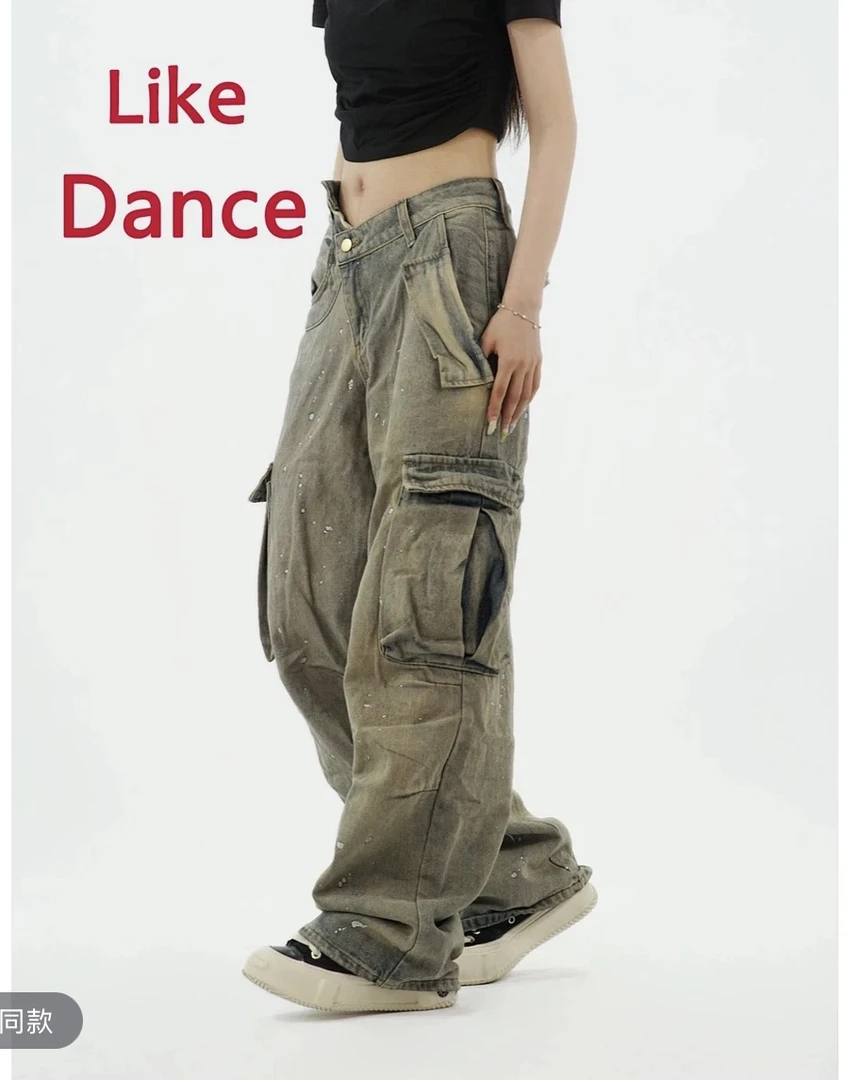 复古泼墨工装牛仔裤