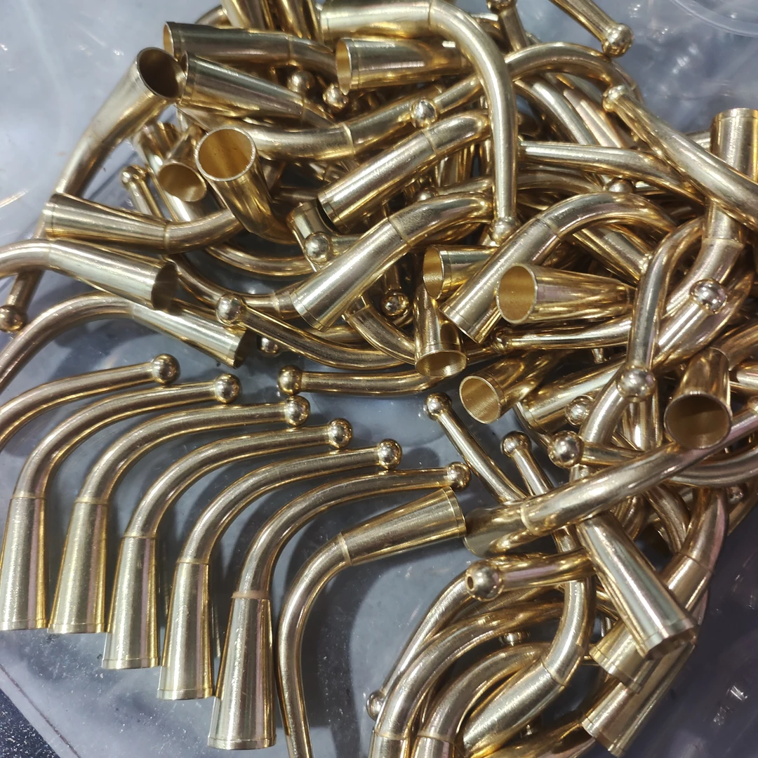 农村手工竹子黄铜一弯款烟杆嘴烟斗配件