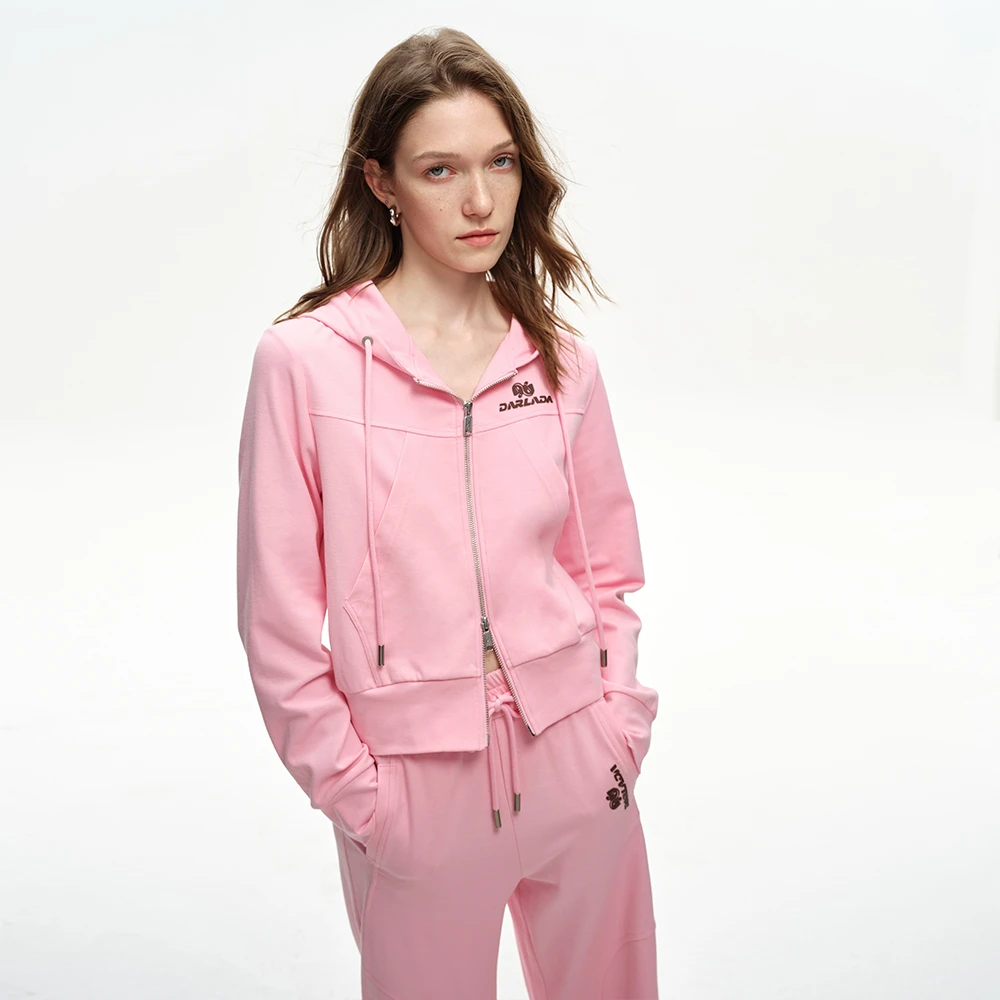 DI.AD 美式连帽卫衣外套女2025春新款修身显瘦时尚运动开衫帽衫