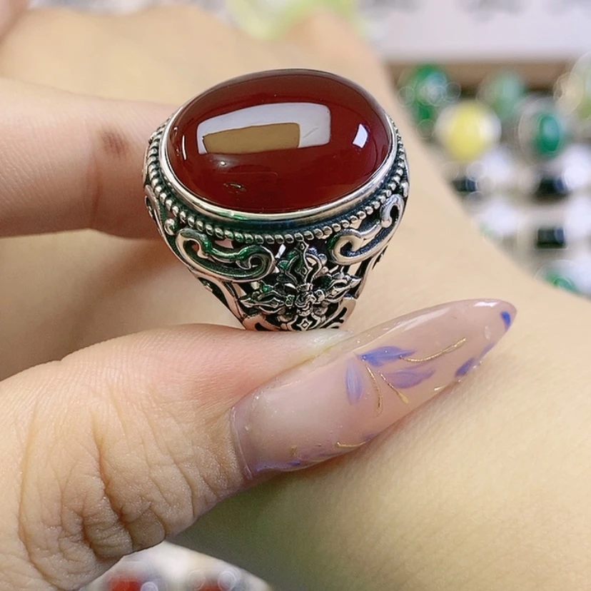 【闪购商品】玛瑙/玉髓戒指银S925镶嵌