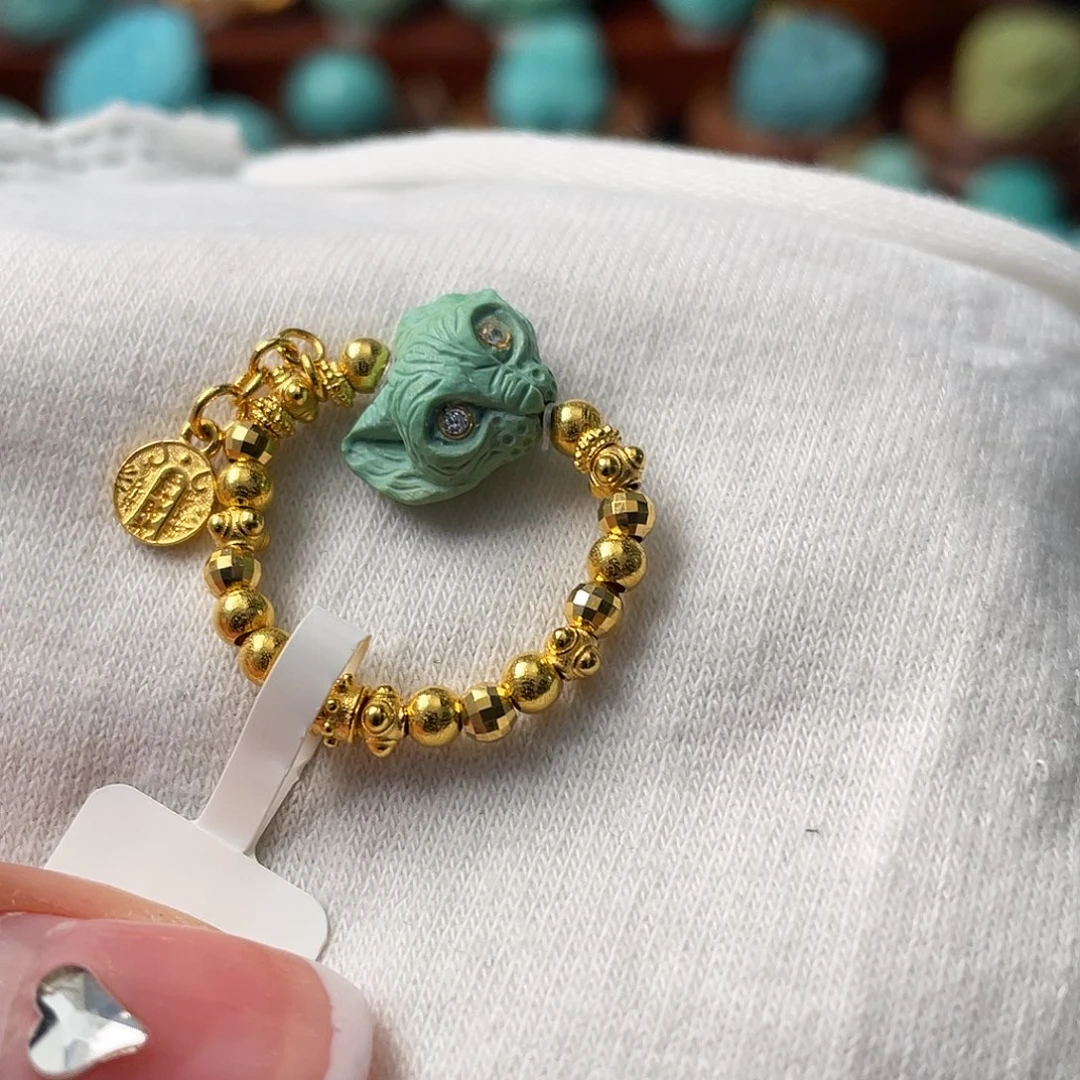 绿松石珠宝奇石18K金镶嵌