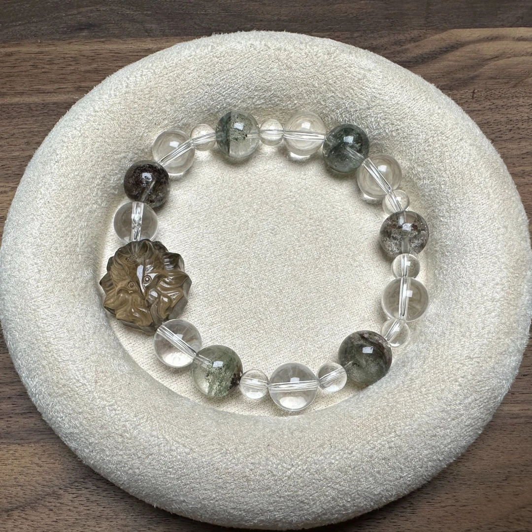 【净缘】绿幽灵白水晶茶晶凤九水晶手链