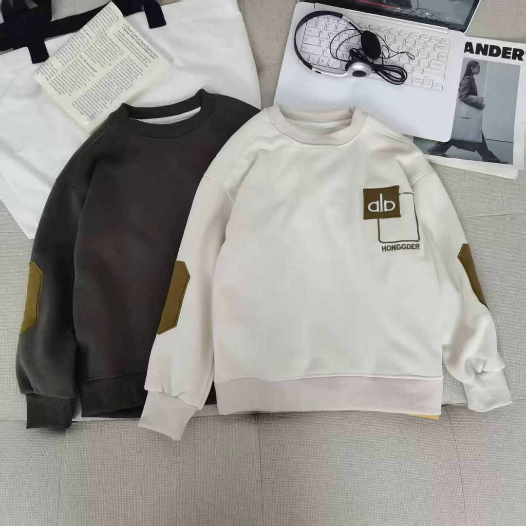 2025新款秋冬加绒儿童百搭休闲圆领卫衣