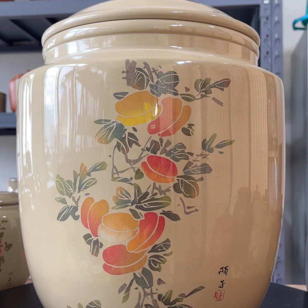 白泥水亮光存茶缸九饼全品