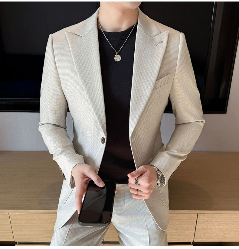 四季常规西服套装青年男帅气修身商务职业正装伴郎婚礼西服套装