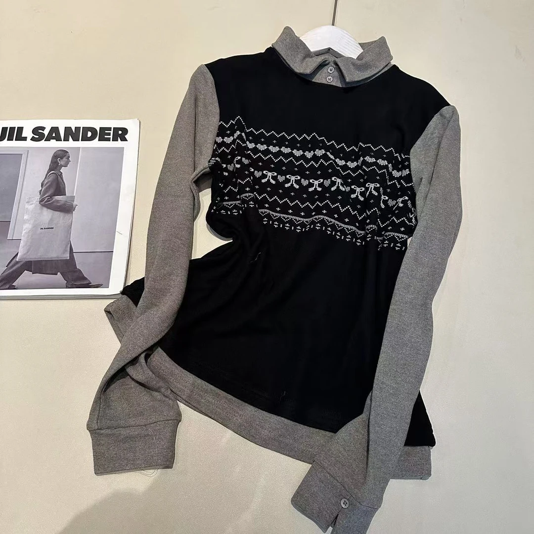 《姚家优麦汇》YH5082冬款翻领设计感时尚百搭长袖显瘦上衣款女