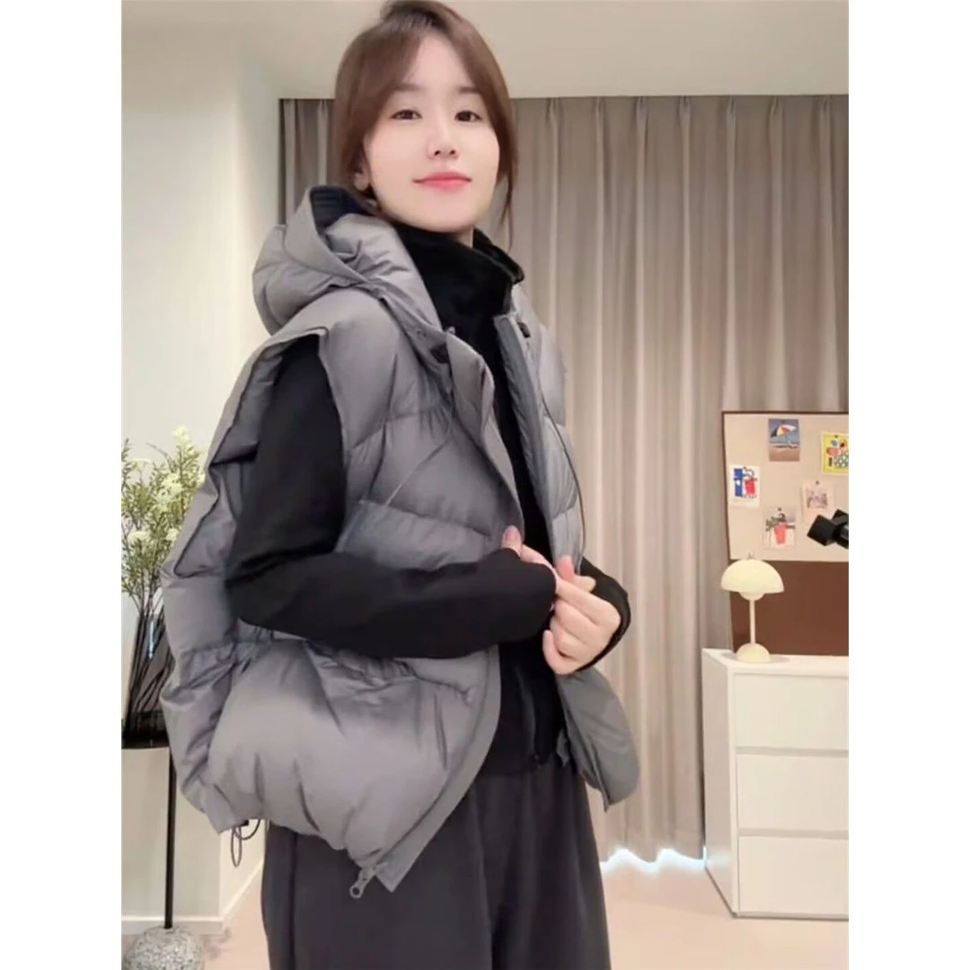 968秋冬季新款韩版法式ins时尚外套宽松保暖款姐短款连帽马甲女