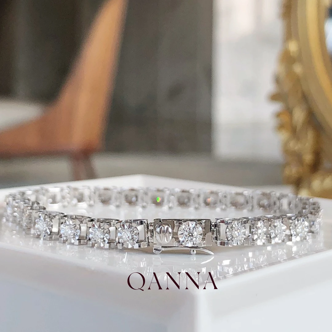QANNA【1克拉牛头手链】18K金经典气质豪华钻石手链AK