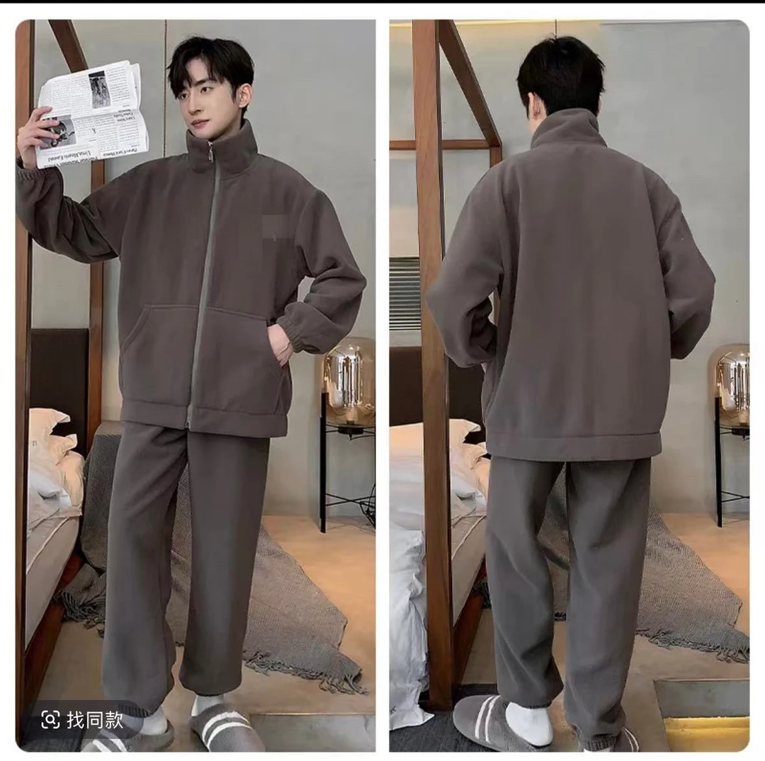 2025新品加厚海豚绒男可外穿冬季加厚保暖家居服舒适