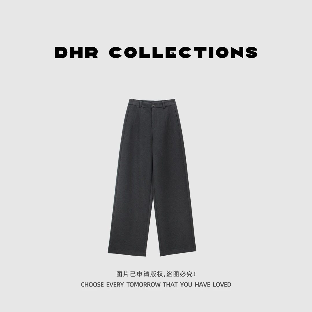 豆豆9【奶芙裤】天丝+羊毛冬季毛呢裤显瘦直筒裤长裤-69017325DK