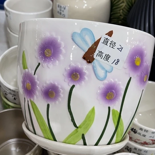 多肉绿植陶瓷花盆9.9包邮，有孔