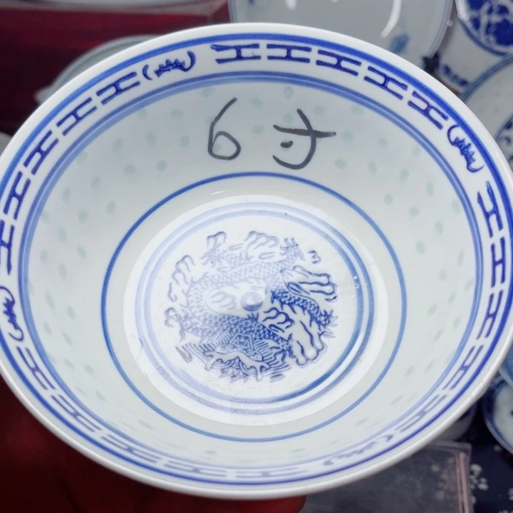 青花玲珑6寸小面碗龙纹