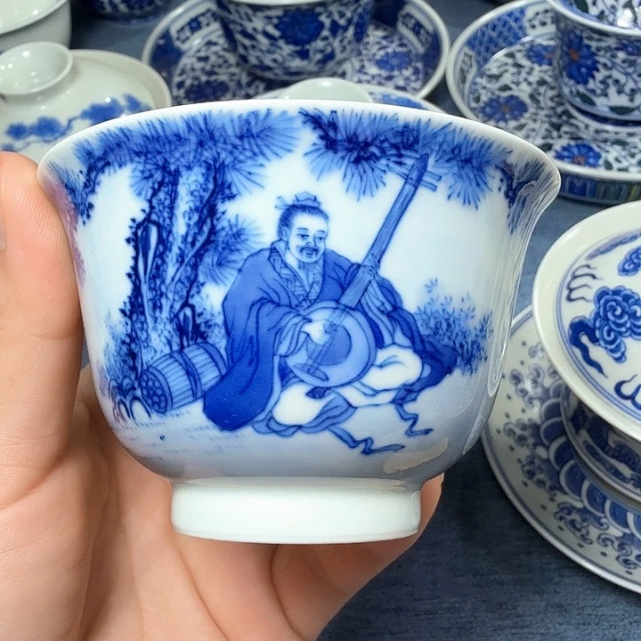 一***商手绘青花人物单杯