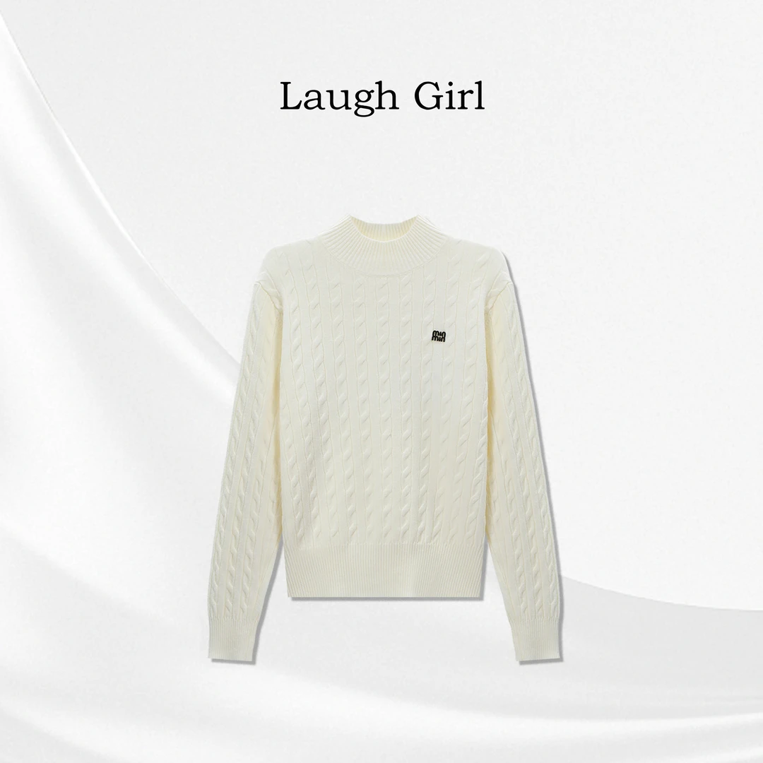 楚楚君 Laugh girl【学妹毛衣】秋冬立领竖坑条麻花毛衣X1556077J