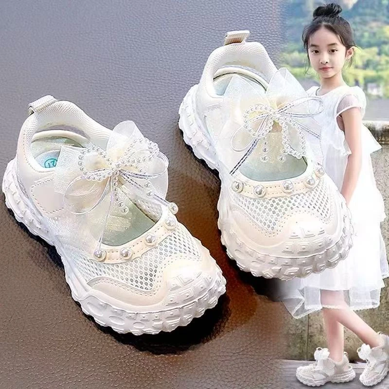 ABC女童运动凉鞋夏季2025新款儿童公主鞋子女孩透气老爹鞋网面鞋