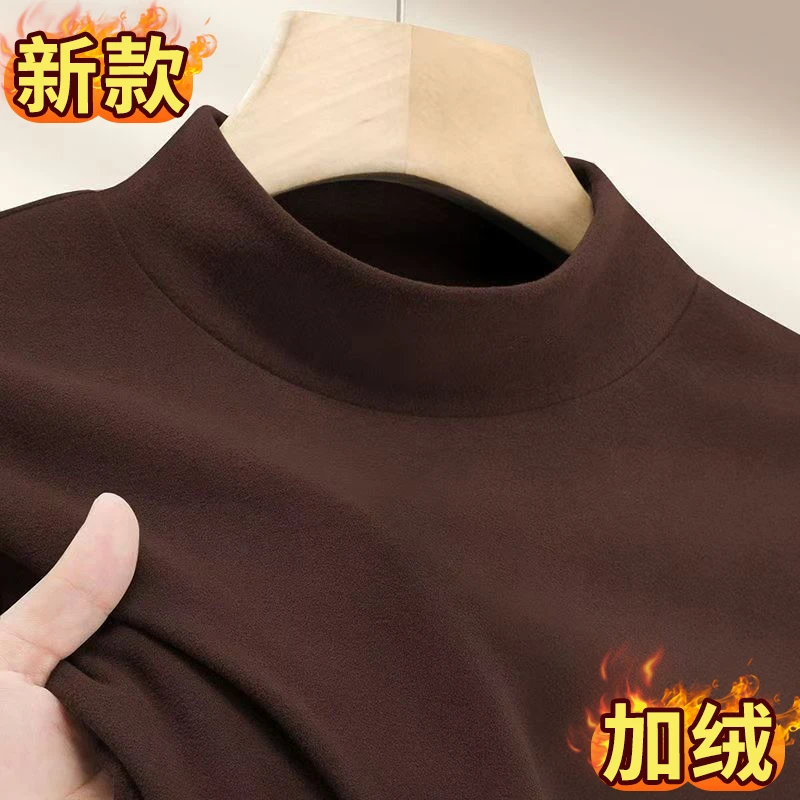 秋冬长袖男士秋冬透气印花T恤加厚保暖衣内穿大码