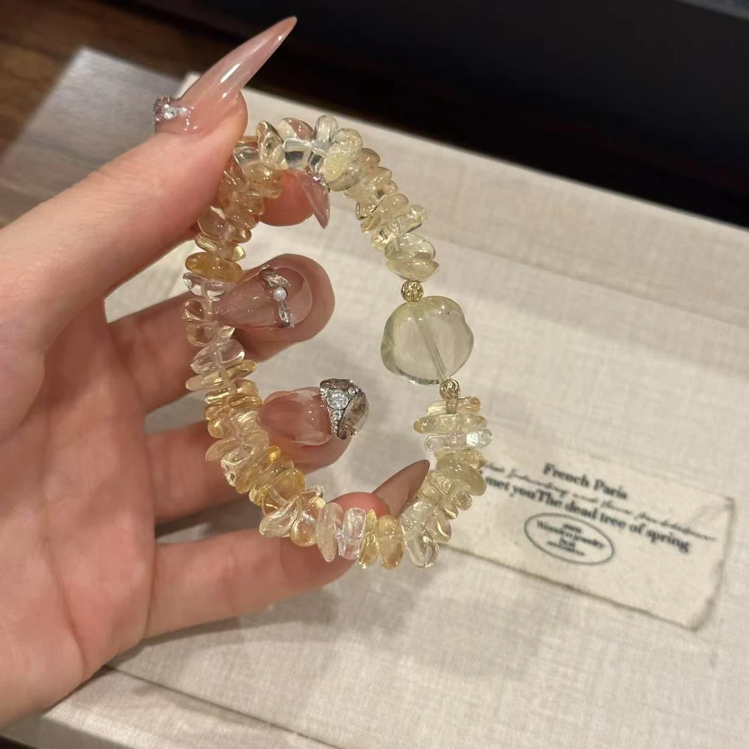 S574 黄水碎石顶珠黄水设计手串 颜色微差 多样性发一