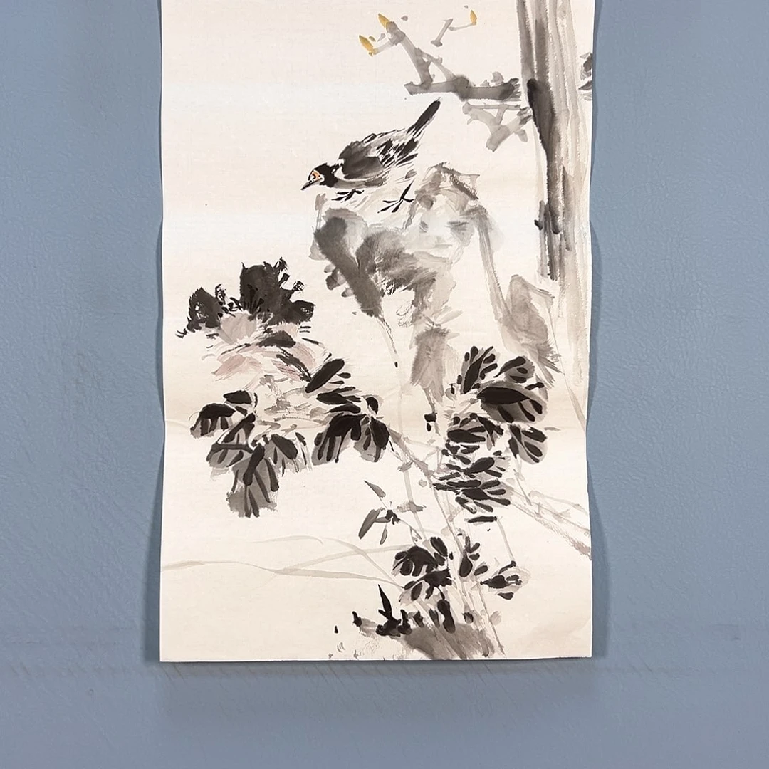 国画636 花鸟和蝴蝶在空中