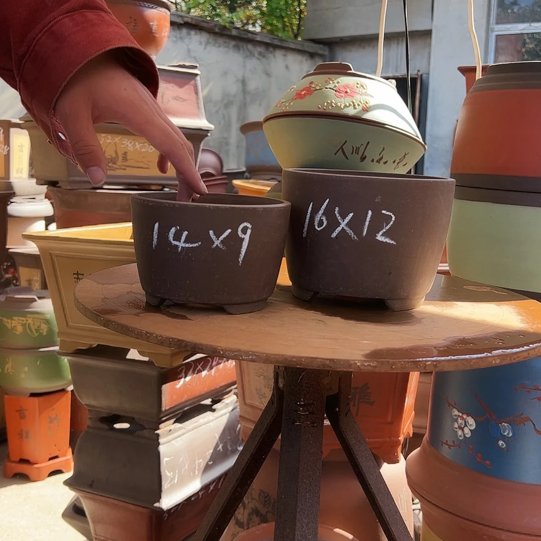 紫泥笔筒中小花盆花盆花盆