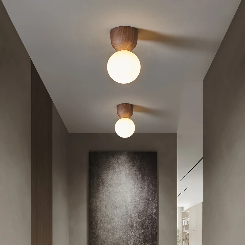 四季家园   中古风阳台灯入户门厅过道走廊衣帽间侘寂实木吸顶灯