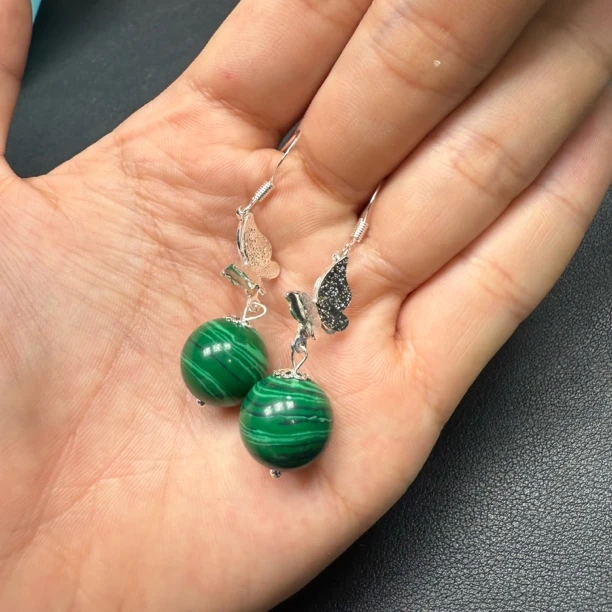 天然孔雀石耳坠-v1345-多样性发一