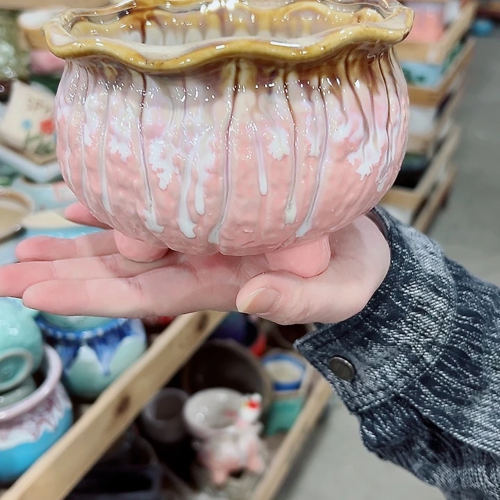 有孔.凑满10元发货多肉陶瓷花盆！