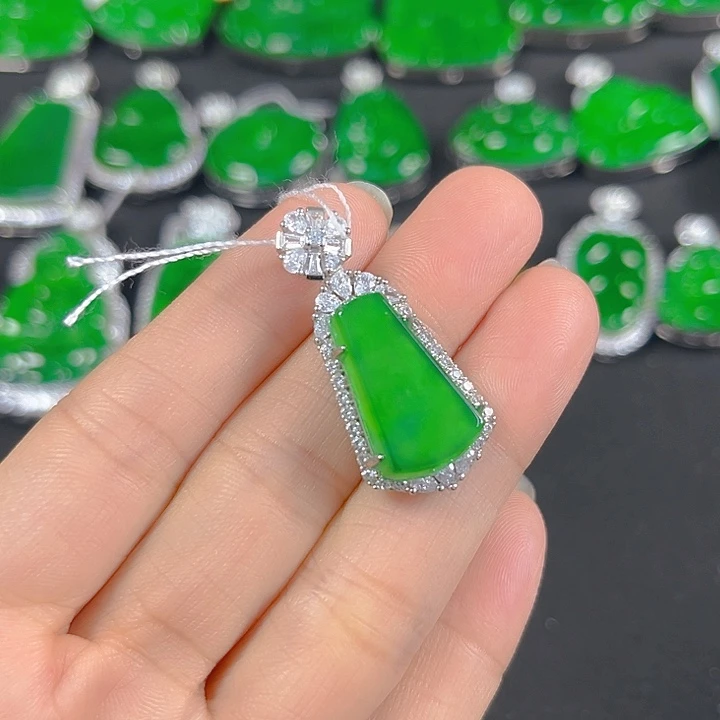 翡翠银S925镶嵌吊坠(不含链)