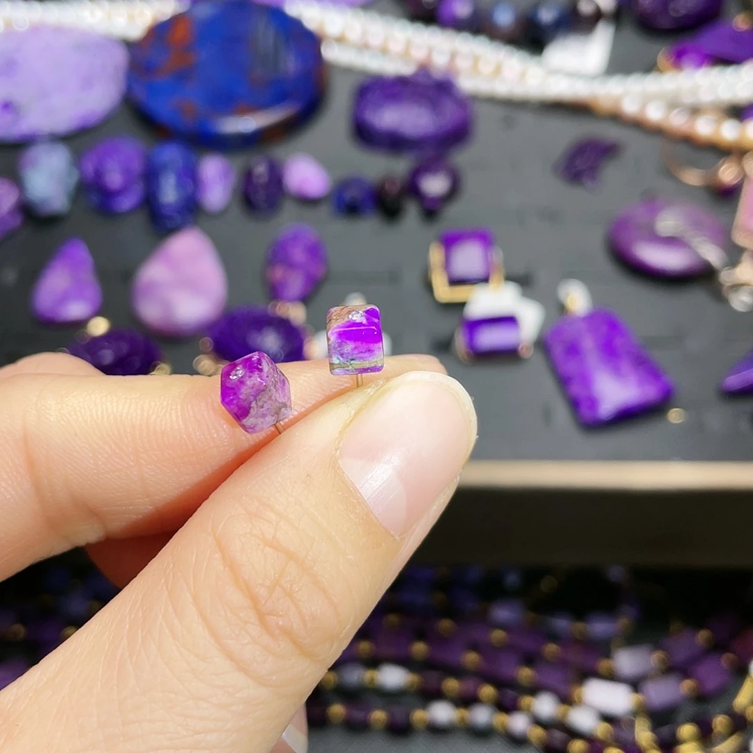 苏纪石（舒俱来）耳钉银S925镶嵌