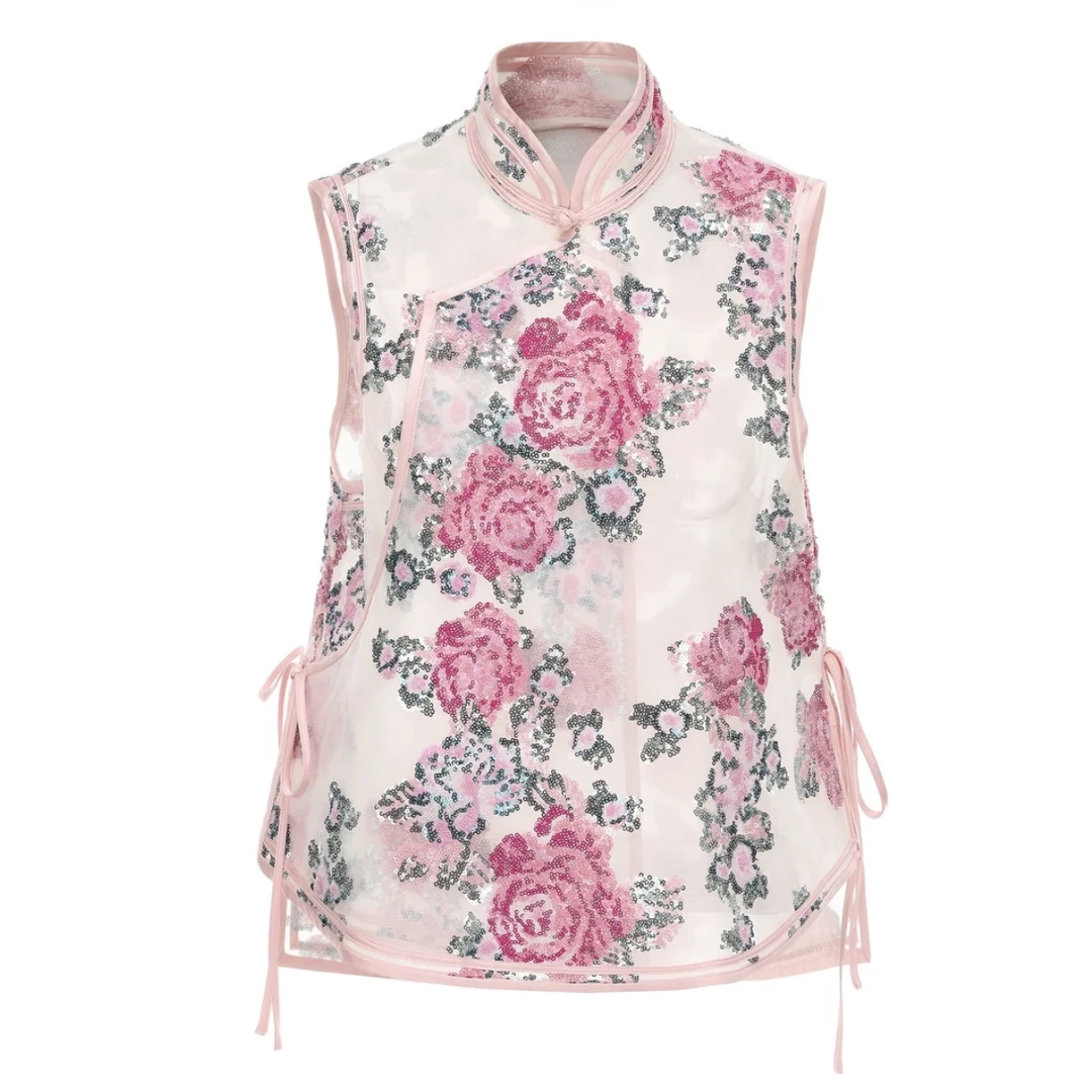 【娇娇推荐】JUNYANG杨君 玫瑰绮梦中式立领斜襟马甲