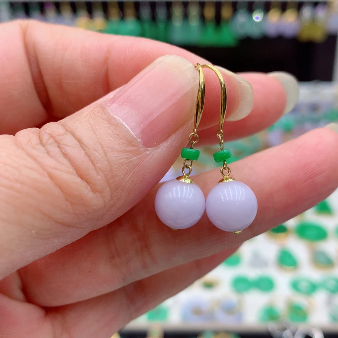 翡翠18K金镶嵌耳饰