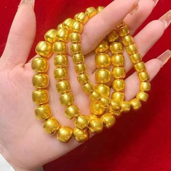 足银手链 新款爆款足银方糖铜镀金手串转运轻奢手链光珠