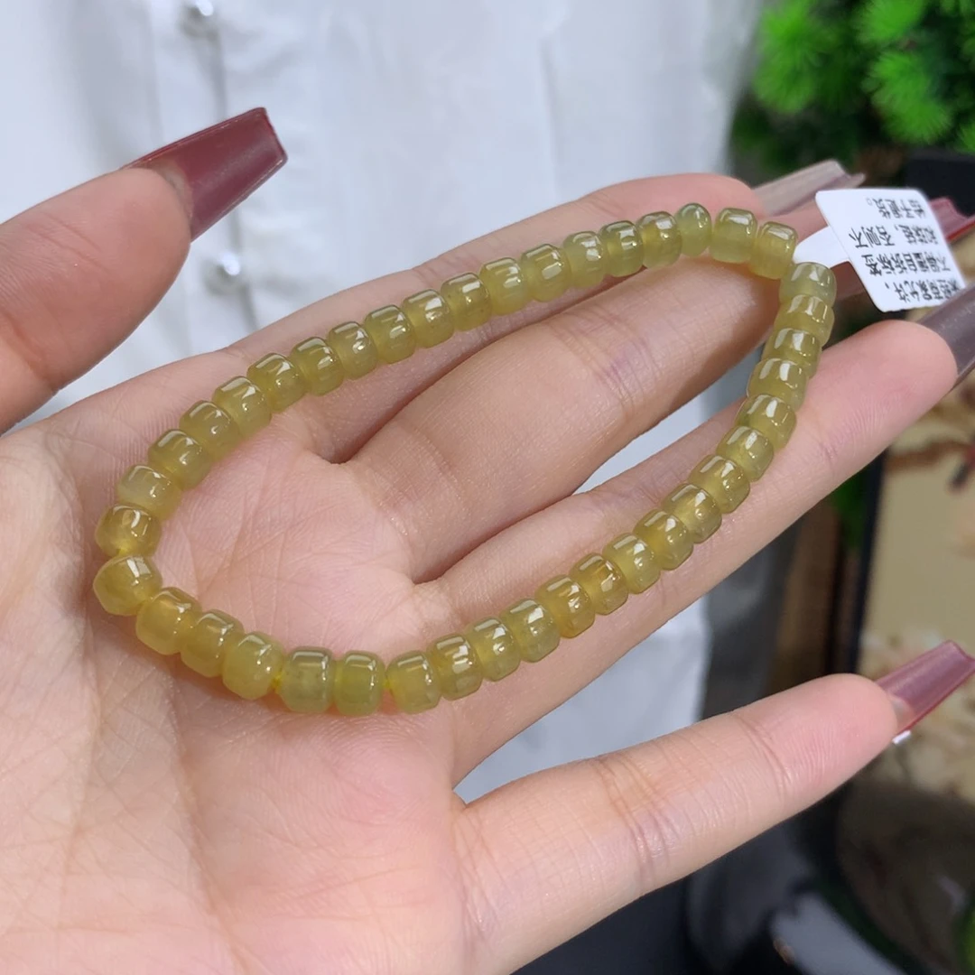 翡翠手链未镶嵌卡5.7冰胶黄翡