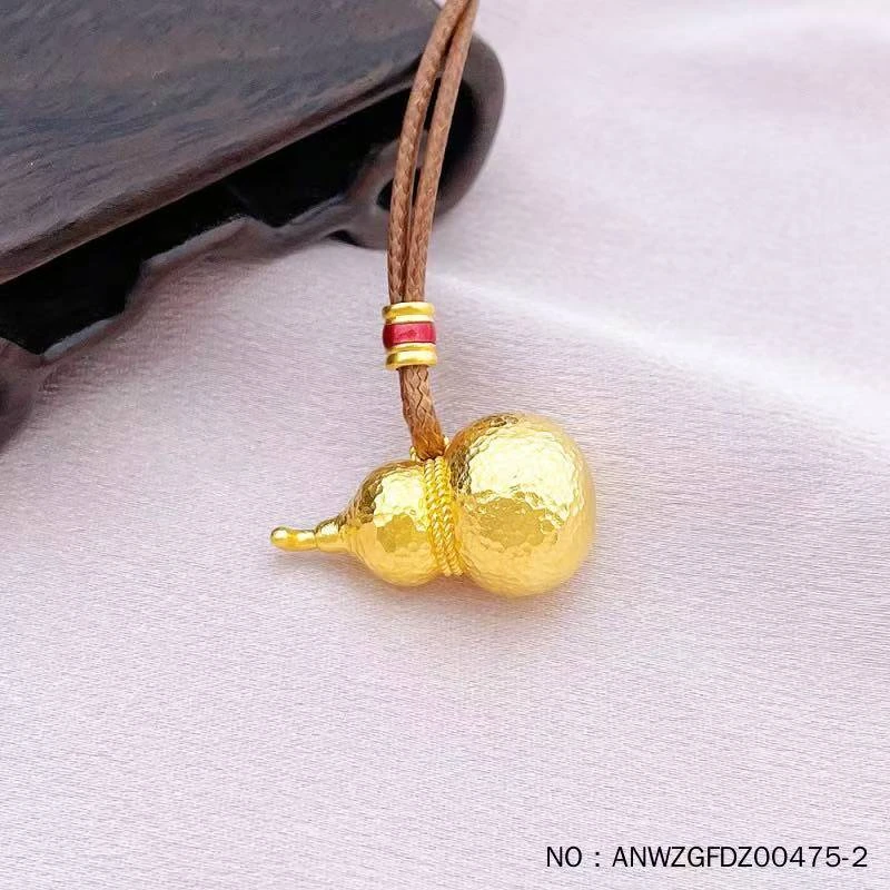 古法半实心挂绳低温珐琅锤纹葫芦吊坠（含配件）