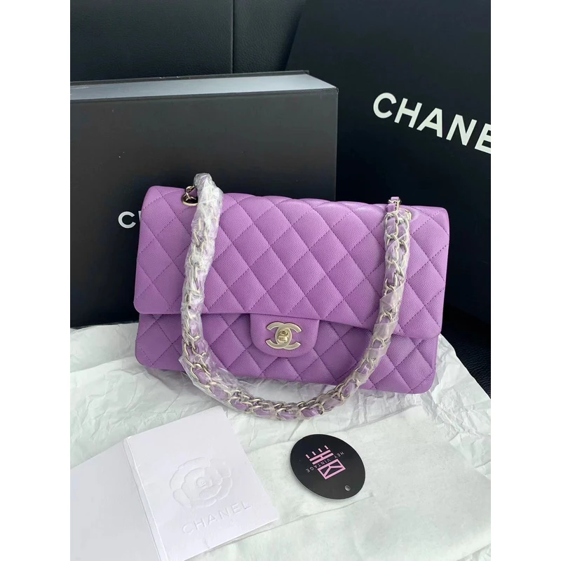 未使用 Chanel/香奈儿  Jennie紫cf包 中号芯片款 26cm  13536373