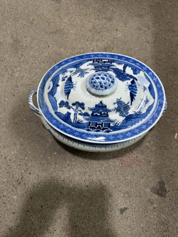 景德镇陶瓷瑕疵青花梧桐木鱼煲