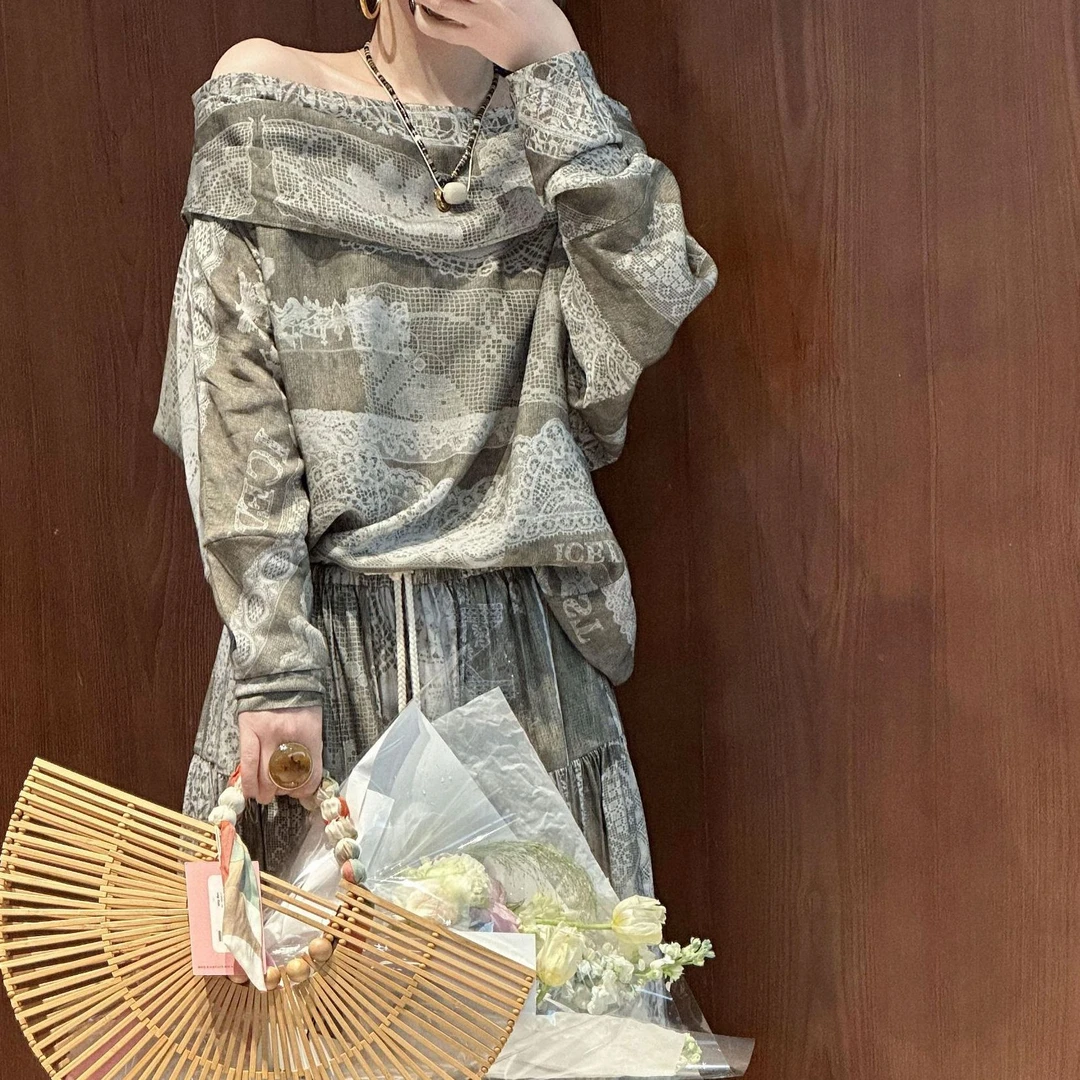 ICE DUST印花露肩灯笼袖上衣ICE051S16OC