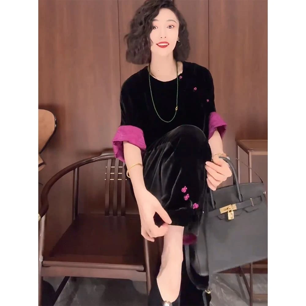 2025新款秋季独特新中式女装国风年轻版改良唐装上衣裤子两件套装