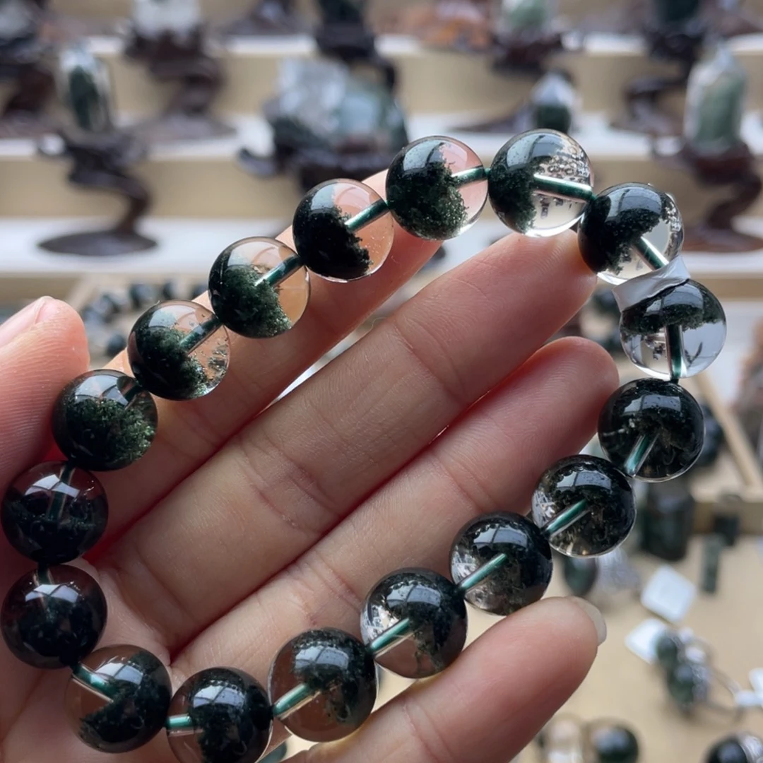 水晶手链未镶嵌绿幽灵聚宝盆手串