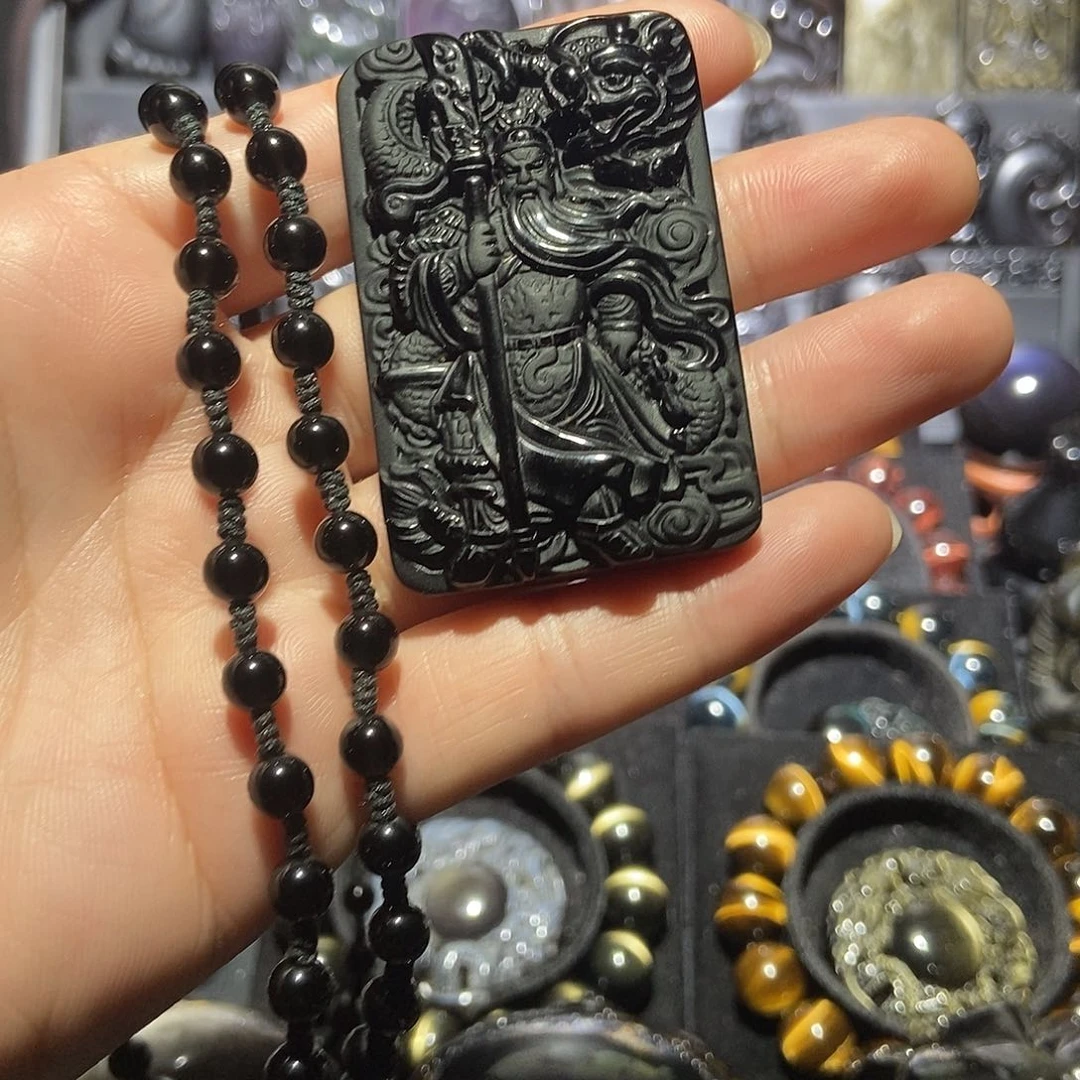 太***️黑曜岩未镶嵌套链