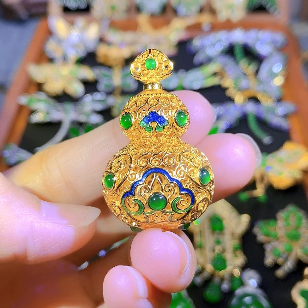 吊坠(不含链)银S925镶嵌翡翠