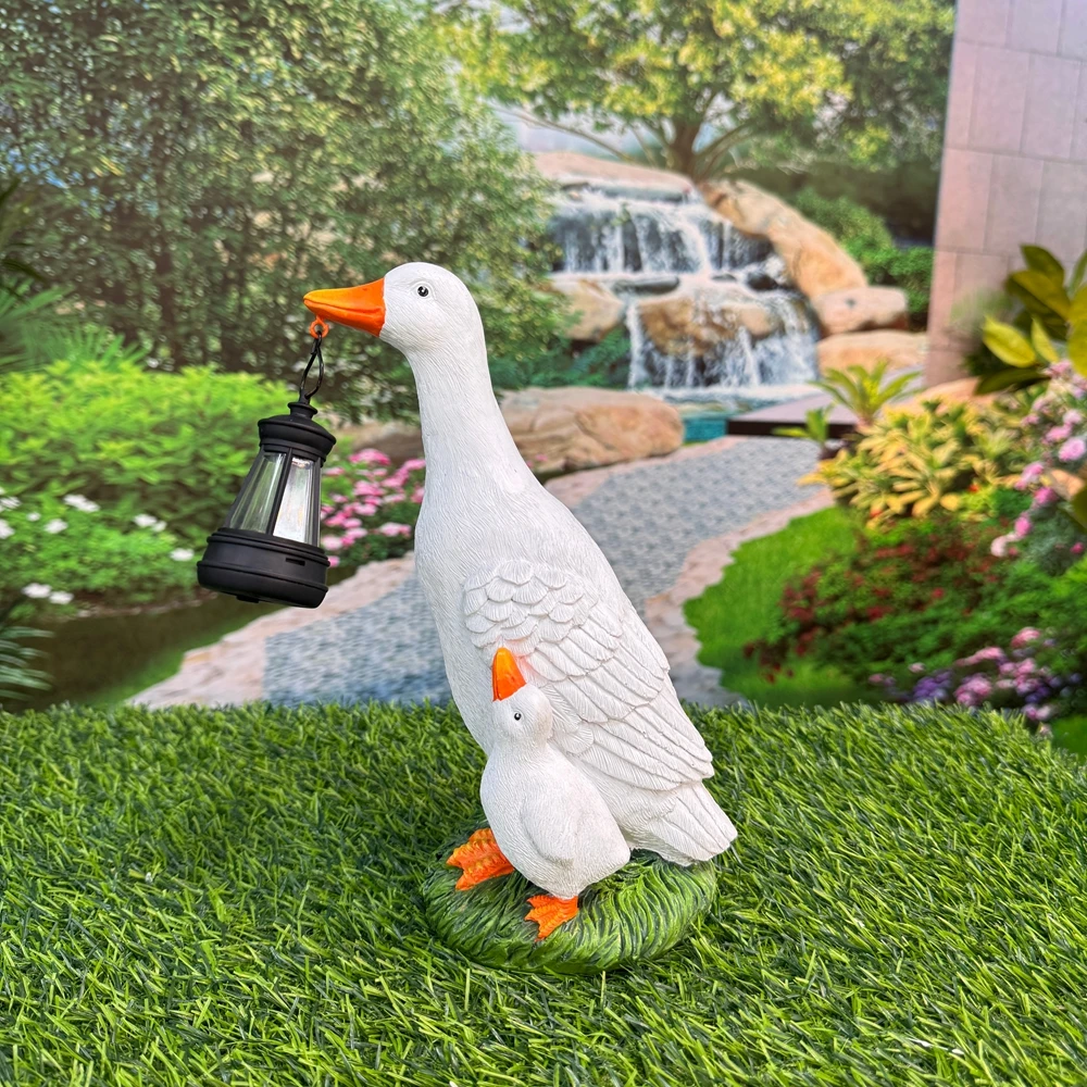 户外花园庭院亲子鸭提灯太阳能可发光氛围灯装饰品摆件雕塑小品