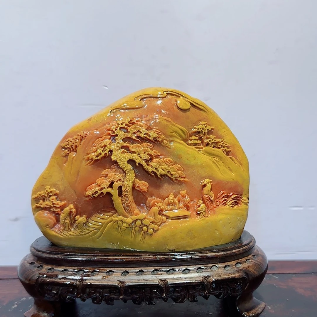 鱼***泪寿山石昌化田黄摆件