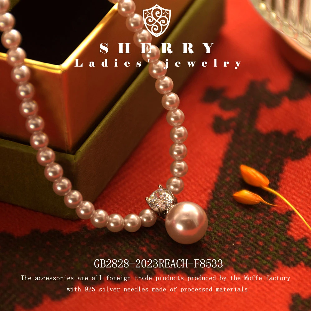 AETEEY 铜合金仿珍珠项链 设计师款流光恋情项链X~F8533