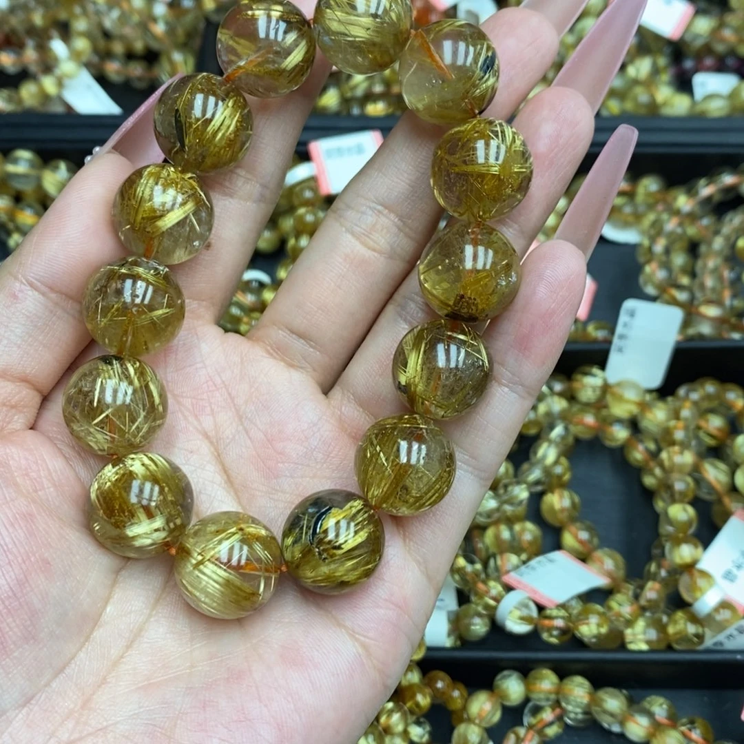 小***O未镶嵌手串发晶阿李水晶钛晶83.9J